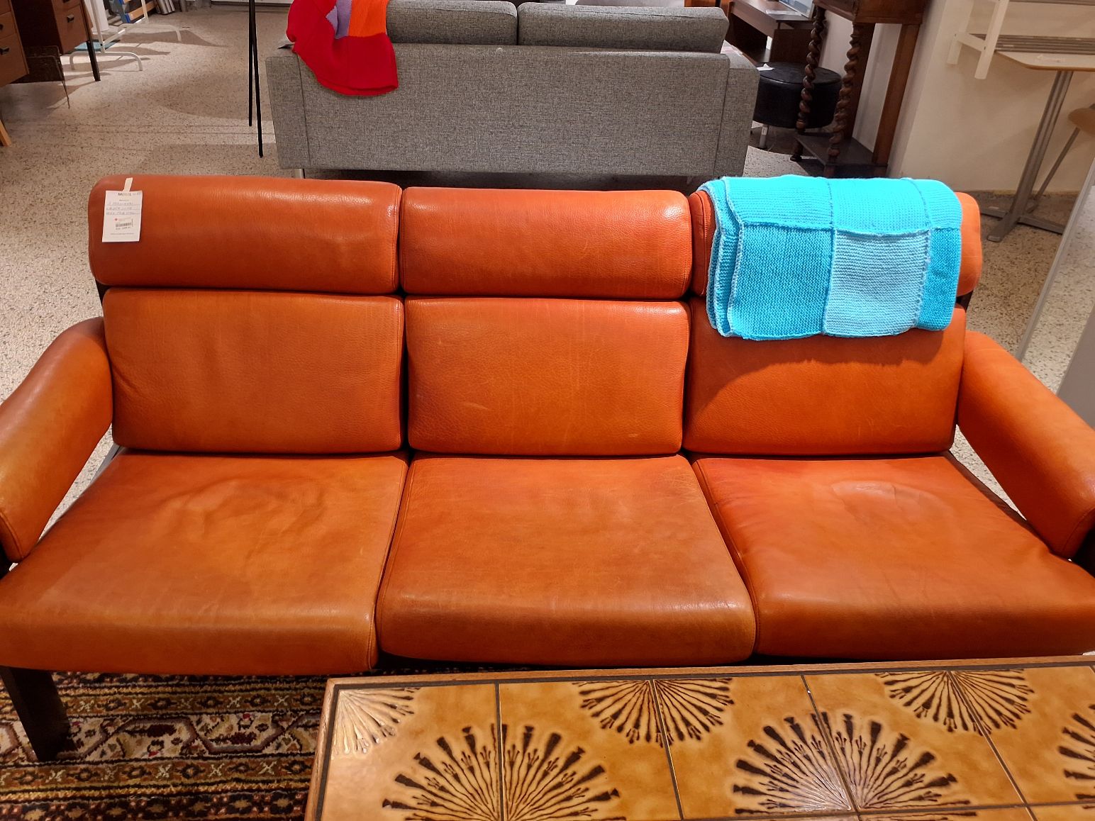 (4090) 3 pers. Lædersofa